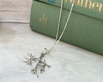 Minimalist branch necklace - twig necklace - lightning fork - nature jewellery - gift for nature lover
