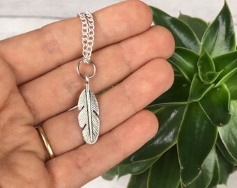 Feather charm necklace, boho jewellery, best friend gift