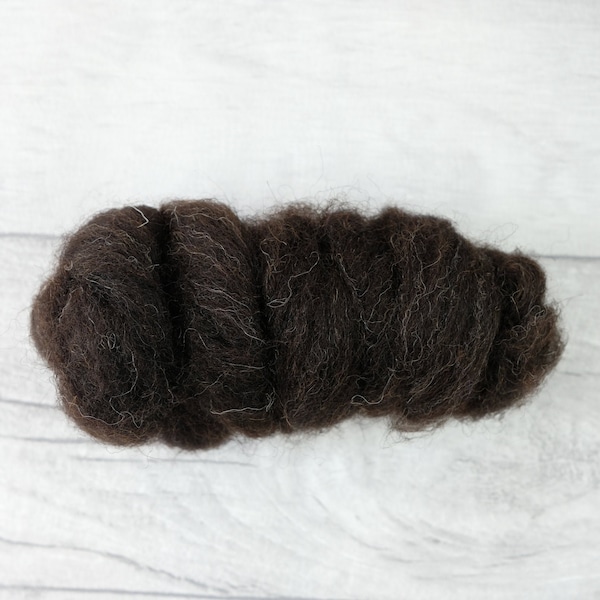 Black Shetland wool tops - British wool roving - weaving wool felting spinning