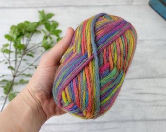 Rainbow yarn, super chunky wool, 100% wool, weaving yarn
