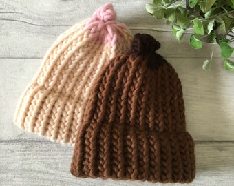 Knitted boob hat, boob beanie, breastfeeding hat, nursing hats, novelty baby shower gift, newborn baby boobie beanie,