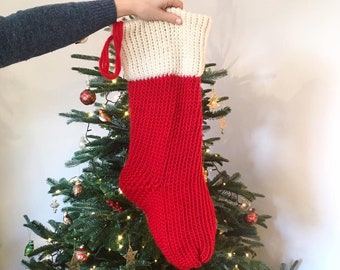 Hand Knitted Christmas Stocking: Chunky Merino & Shetland Wool