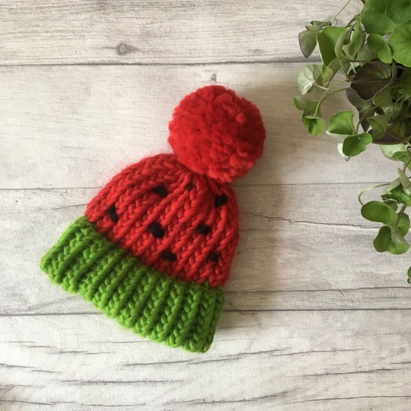 Watermelon hat, kids gift, baby knitwear, knitted fruit hat, novelty beanie