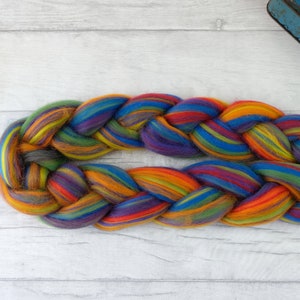 Rainbow roving wool tops, merino wool spinning fiber, weaving wool, felting fibre image 3