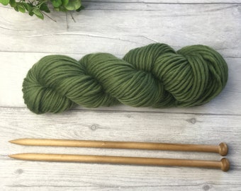 Olive yarn, super chunky merino wool yarn, green yarn, bulky merino yarn