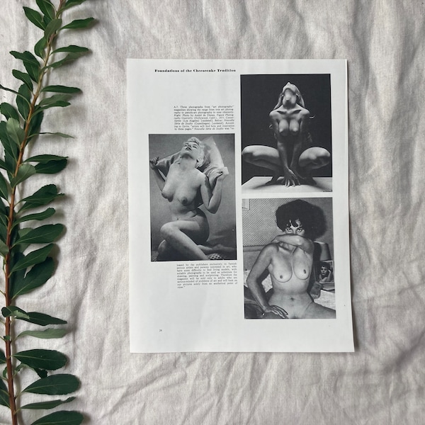 Nude art photography print 1970s, female nude, mature