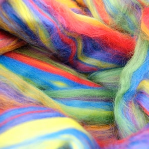 Rainbow roving wool tops, merino wool spinning fiber, weaving wool, felting fibre image 9