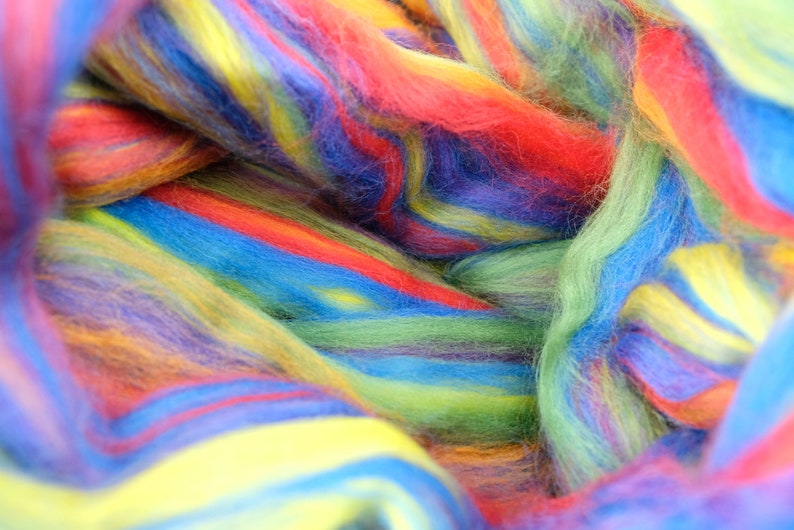 Rainbow roving wool tops, merino wool spinning fiber, weaving wool, felting fibre image 9