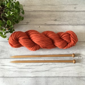 Burnt orange super chunky merino wool yarn