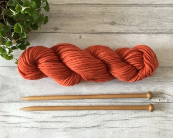 Burnt orange super chunky merino wool yarn
