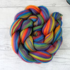 Rainbow roving wool tops, merino wool spinning fiber, weaving wool, felting fibre image 6