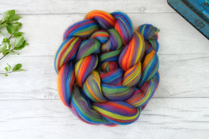 Rainbow roving wool tops, merino wool spinning fiber, weaving wool, felting fibre image 6