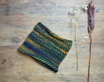 Bufanda de punto verde para el cuello: 100% lana - Braga de cuello