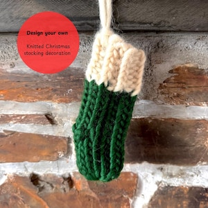 Personalized Knitted Christmas Stocking Decoration - Custom Mini Stocking