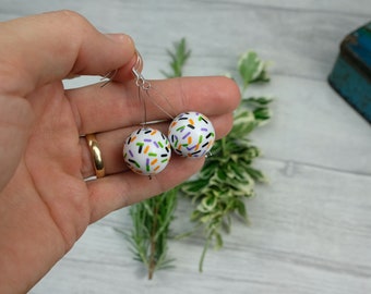 Multicoloured ball statement earrings - modern dangle earrings - big earrings