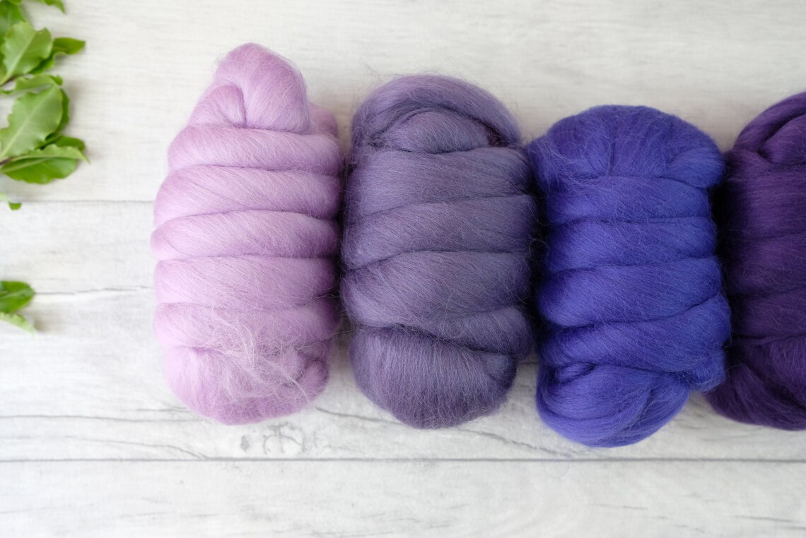 Purple wool roving weaving wool bundle needle felting wool Etsy