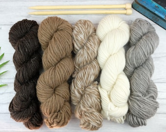 Shetland wool yarn pack - super chunky knitting yarn - weaving wool