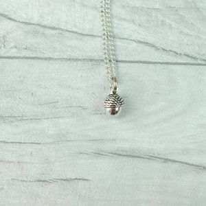 Acorn charm necklace, autumn jewelry, nature inspired jewellery, botanical gift, fall fashion necklace, layering necklace, woodland necklace image 4