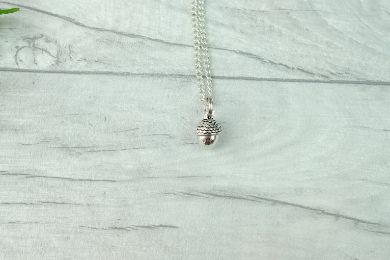 Acorn charm necklace, autumn jewelry, nature inspired jewellery, botanical gift, fall fashion necklace, layering necklace, woodland necklace image 4