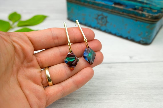 Green blue brown diamond shape earrings dangle drop earrings trendy earrings