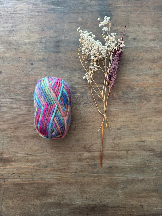 Rainbow Super Chunky Wool Yarn: Self Striping 100% Wool