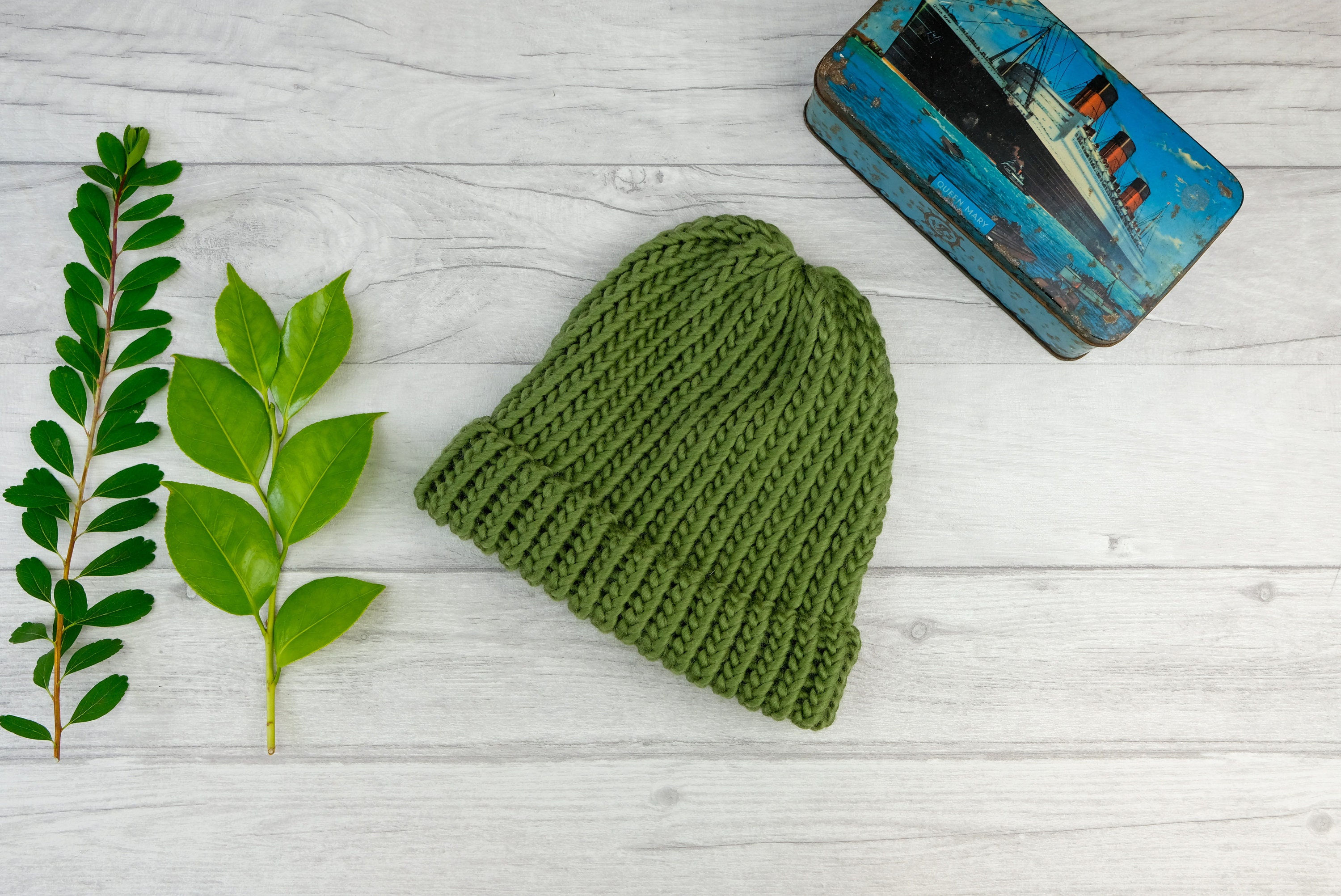 Fisherman Hat Mens Knit Hat Green 