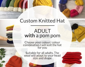 Personalised adult knitted hat personalized gift  new mother, design your own hat gift for boyfriend, gift for girlfriend best friend