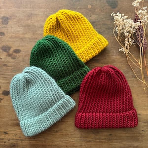 ADULT beanie hat - Different colours - Unisex knitted hat - Merino Wool hat -  Ideal Gift for Him or Her - Fisherman Beanie - Hand knitted