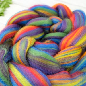 Rainbow roving wool tops, merino wool spinning fiber, weaving wool, felting fibre image 7