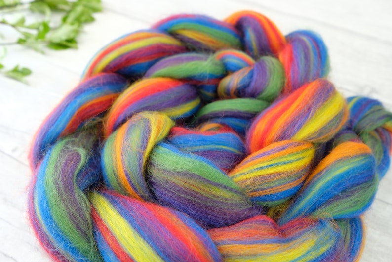 Rainbow roving wool tops, merino wool spinning fiber, weaving wool, felting fibre image 7