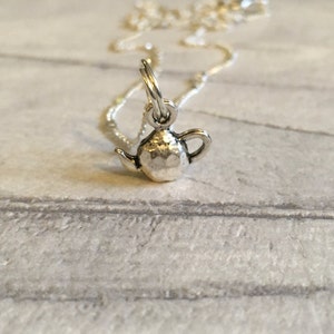 Tea pot necklace - teapot charm necklace - tea lover gift - layering necklace - tiny necklace