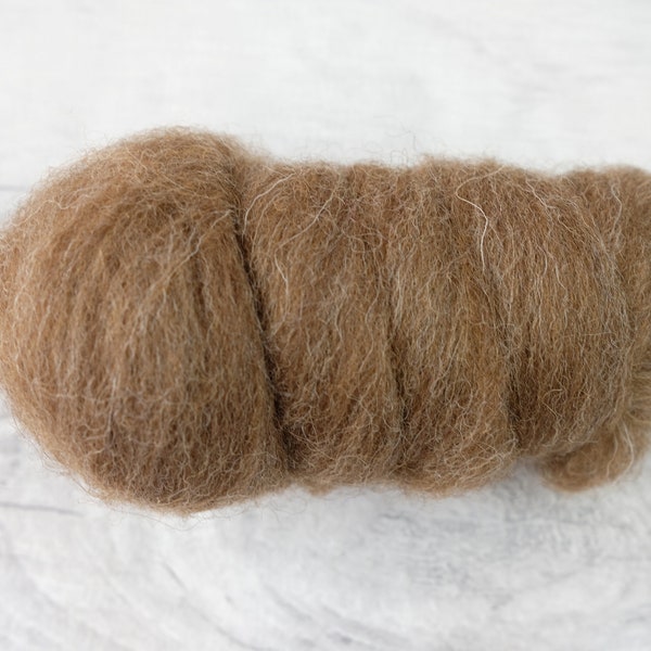 Shetland laine moorlit marron roving / dessus en laine - 25g