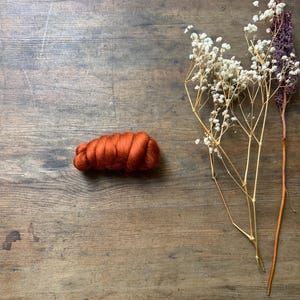 Mèche de laine mérinos gingembre : feutrage et filage des fibres (25 g) image 1