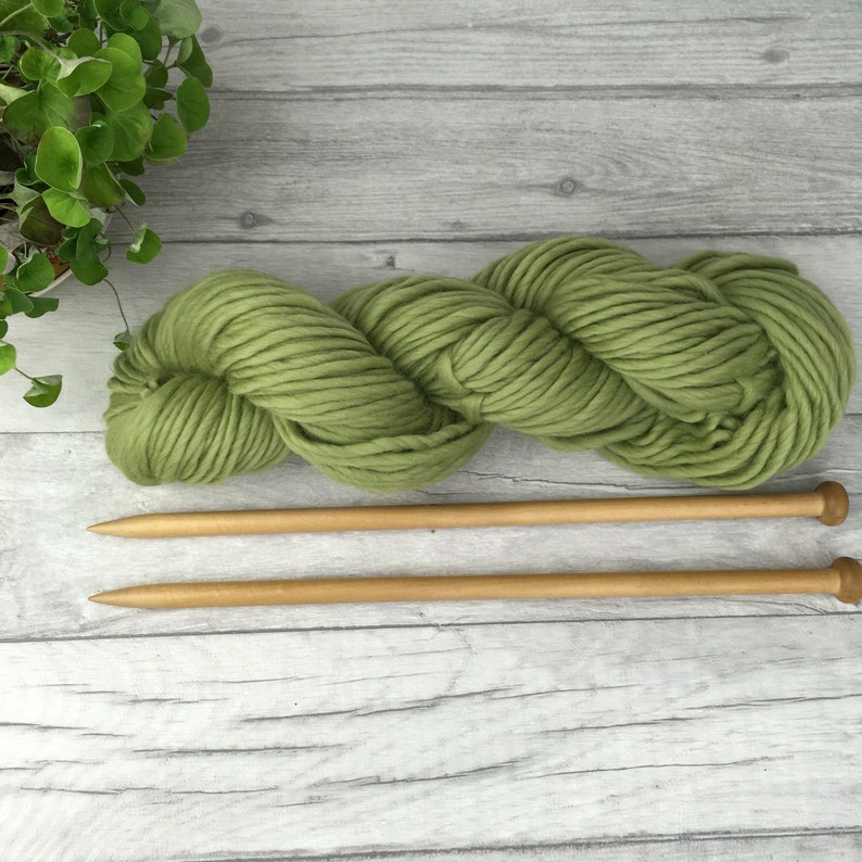 Sage green chunky merino yarn for knitting crochet fibre arts Etsy