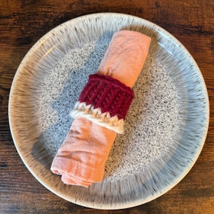 Festive napkin ring - santa tableware - Christmas Day table decor - knitted napkin ring - xmas table decorations