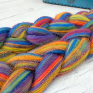 Rainbow roving wool tops, merino wool spinning fiber, weaving wool, felting fibre image 8