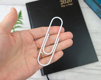 White extra large paperclip - home office stationery - planner clip