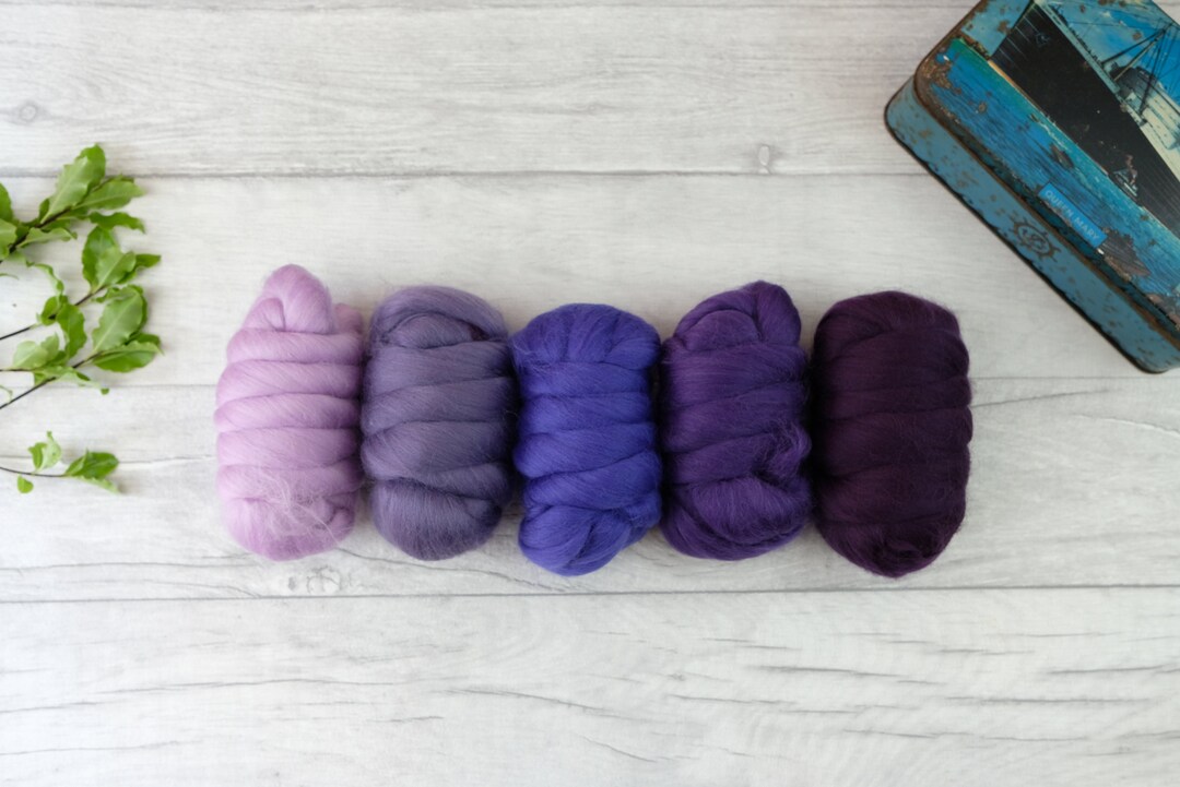 Purple Wool Roving Weaving Wool Bundle Needle Felting Wool Etsy