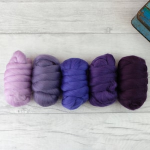 Purple Merino Wool Roving: Needle Felting Fiber Bundle
