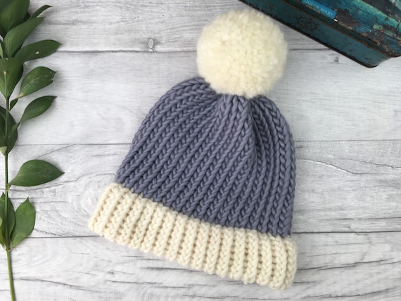 cream wool bobble hat