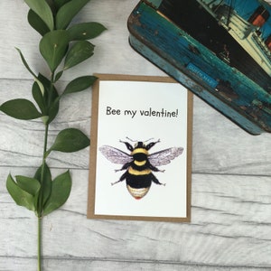 Bee my Valentine card - carte de saint-valentin pour femme - mari de saint-valentin - petit ami jeu de mots
