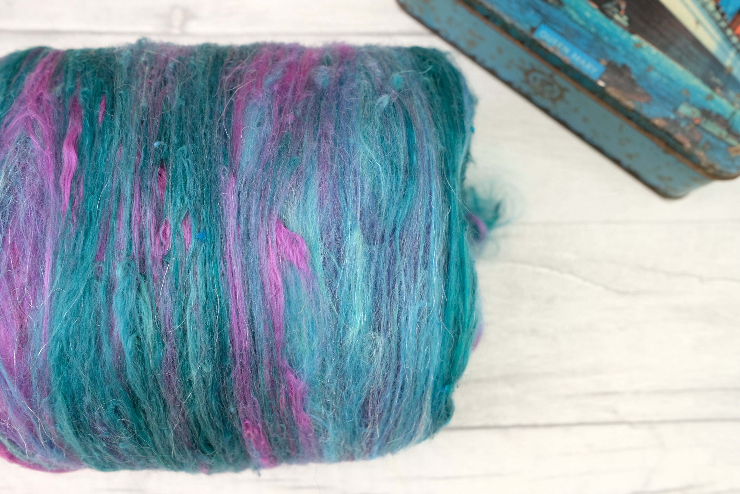 Purple and turquoise wool roving wool tops hand spinning Etsy