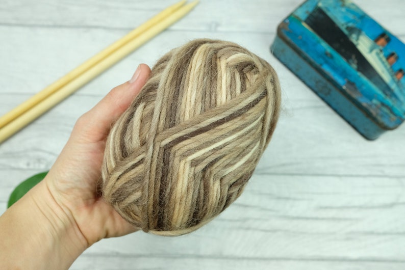 Super chunky space dyed yarn, brown yarn, natural tones image 1