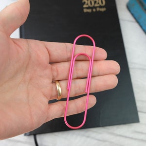 Giant pink planner clip for bullet journal planners - pink paper clip, school supplies