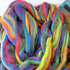 Rainbow roving wool tops, merino wool spinning fiber, weaving wool, felting fibre image 5