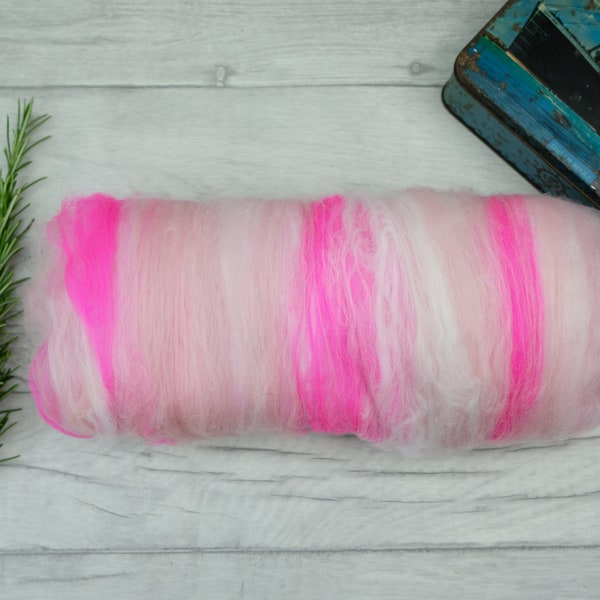 Candy Floss pink wool batt - spinning fibre supplies - needle felting wool