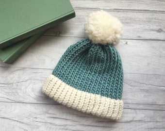 Chapeau tricoté bleu oeuf de canard - vêtements d’hiver, cadeau pour enfants, cadeau à la maison, forfait de soins, cadeau de mode, cadeau pour enfant, cadeau fait main, cadeau pour lui