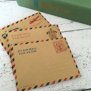 Brown mini airmail envelopes, Christmas envelopes, Christmas crafting, travel journal, wedding envelopes
