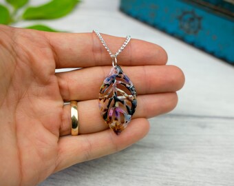 Botanical jewellery - multicoloured leaf necklace - nature jewelry - autumn leaf necklace