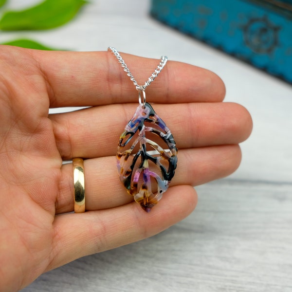 Botanical jewellery - multicoloured leaf necklace - nature jewelry - autumn leaf necklace